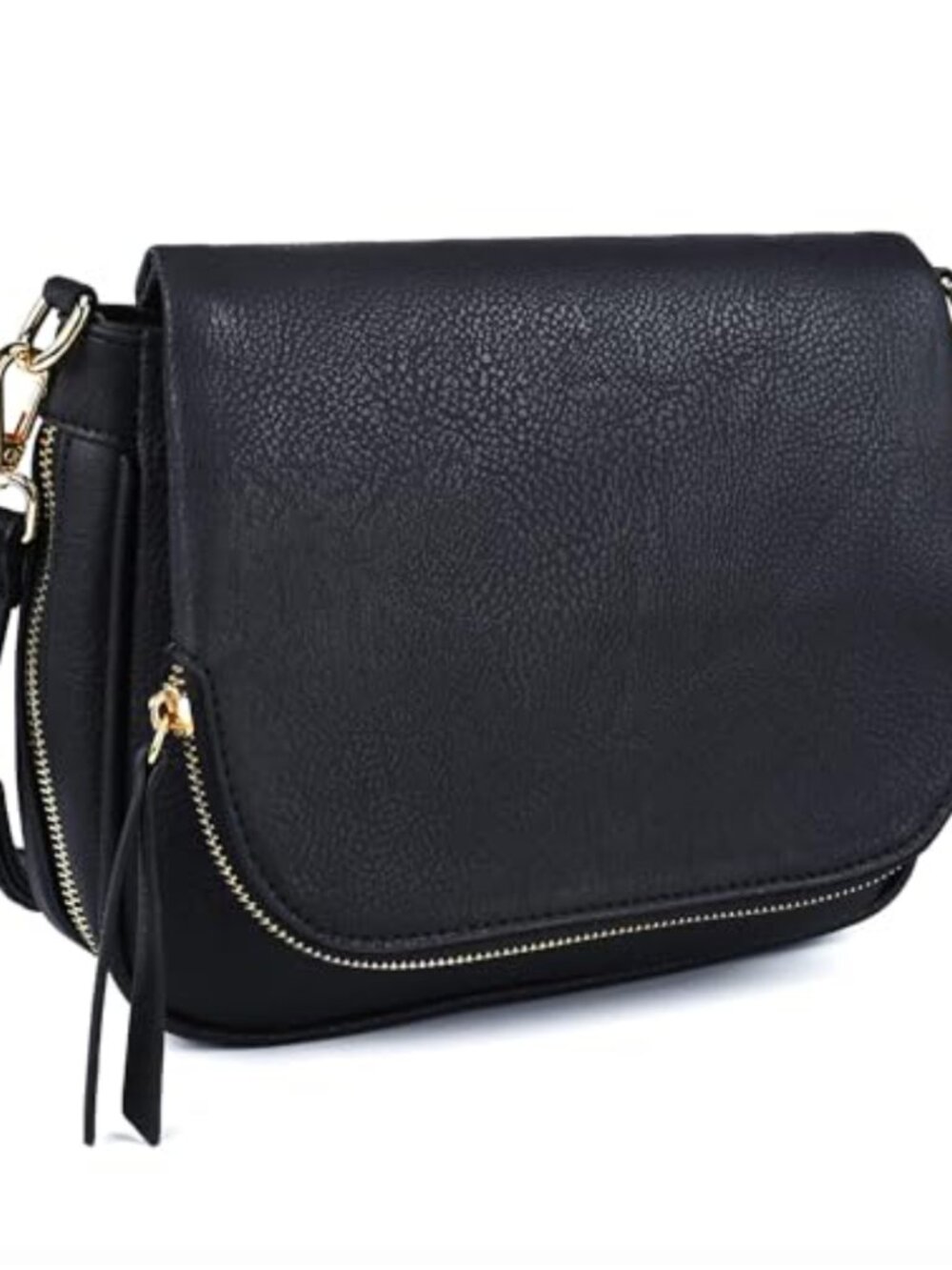 Small PU Leather Crossbody Bag Multi Pockets Flap Over Shoulder Purse
